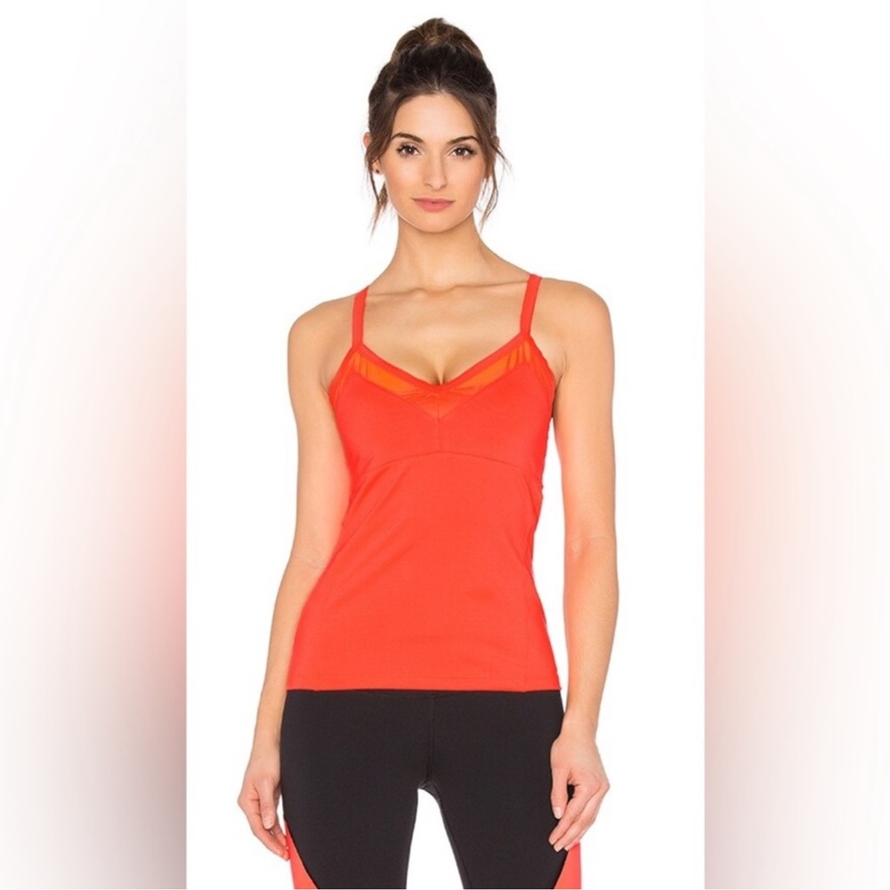 ALO Yoga Red Mesh-Trim Tank Top